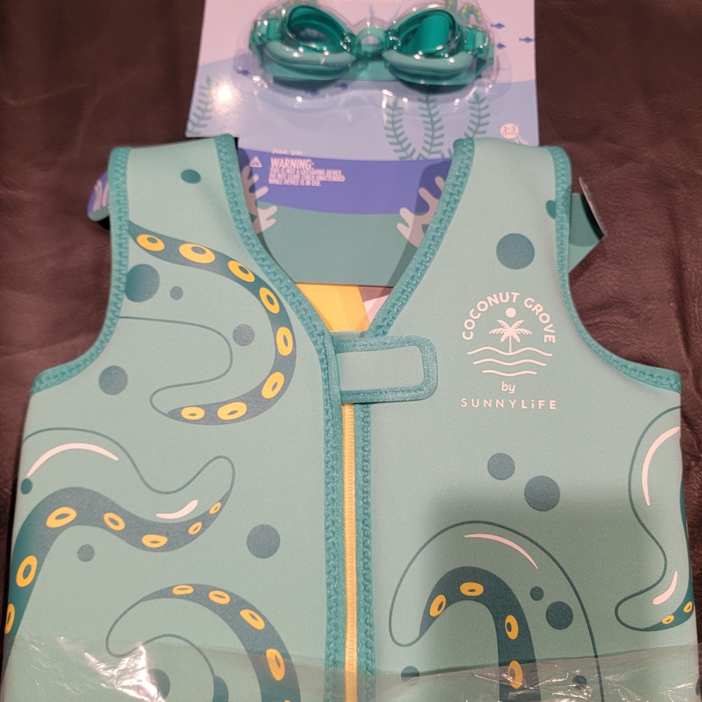Sunnylife Coconut Grove Aqua Swim Vest with Goggles
